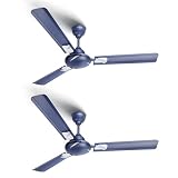 LONGWAY Creta P2 1200 mm48 inch Ultra High Speed 3 Blade AntiDust Decorative Star Rated Ceiling Fan Silver Blue Pack of 2