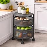HomeWiz 2layer round kitchen trolley with perforated mesh baskets for 1049