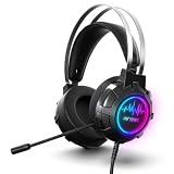 Ant Esports H950 Pro Wired Gaming Headset for PC Xbox PS4 PS5 71 USB Surround Sound Wired Headphones 50mm Drivers Mirror RGB LED Omnidirectional Mic Noise Isolating Ear Cups Black