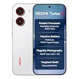 REDMI Turbo 5 8GB 256G Turbo White MediaTek Dimensity 8500 Ultra Mega 7540mAh Battery 100W HyperCharge Compact 1675cm69 120Hz Display 50MP Sony OIS Camera Upto 60 Assured Buyback