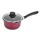 Bergner Scarlett Cast Aluminium NonStick Saucepan with Glass Lid 16 cm 135 litres Induction Base Maroon