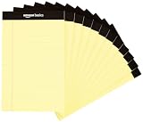 amazon basics Narrow Ruled Writing Pad 5 x 8 Inches 50 Sheets Pack Of 12 Canary