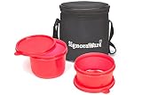 Signora Ware Executive Plastic Small Lunch Box Set with Bag 2Pieces Red 300ml