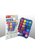 Doms 24 Shades 30mm Water Colour Cakes Easy To Use Palette Lid Organic Rich Colour Pigments Free Brush Inside NonToxic Safe For Kids Pack of 1