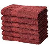 AmazonBasics Cotton Hand Towel 500 GSM Set of 6 Red
