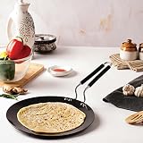 CELLO Hard Anodized Aluminium Tawa for Roti and Dosa 28 CM 3MM Thickness Black Even Heat Distribution Gas Stove Compatible Bakelite Handle NonStick Concave Tawa for Chapati Paratha Chilla