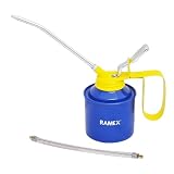 Ramex Multipurpose Metal Oil Can Oil Can Pump Oiler with 2 Spouts fixed and flexible for All Lubrication Need of Car Bike Machine Industrial use 12 Pint Capacity Glossy Blue Yellow Oil Can