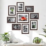 Solimo Synthetic Collage Set Of 9 Photo Frames 5 X 7 Inch 4 6 X 8 Inch 4 8 X 10 Inch 1 Brown Rectangular wall mount