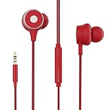 ZEBRONICS Zeb Buds 20 in Ear 35mm Wired Stereo Earphones with Mic 12 Metre Cable 14mm Drivers in Line Mic Volume Controller Red
