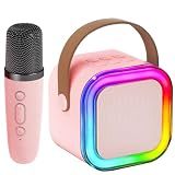 Storio Rechargeable Wireless Mini Portable Bluetooth Karaoke Machine Bluetooth Speaker with Microphone LED Lights Kids Music Singing Toys for Girl Boy Birthday Gift Ideas