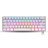 ZEBRONICS ZebMAX NINJA 61 keys wireless mechanical keyboard with 3 Bluetooth connections 24GHz Nano receiver Type C wired mode RGB backlit builtin rechargeable battery and Nkey rolloverWhite