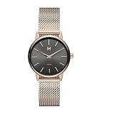 MVMT Avenue Qtz Basic Slim Gunmetal Round Dial Womens Analog WatchIonic Plated Rose Gold Steel MaterialGold Color Band 28000224D