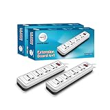wipro 41 Extension Board 4 Universal Socket with Single Switch 2 Meter Long Cord Child Safety Auto Cutoff Fire Resistant Multiplug Socket for Home Office White Pack of 2