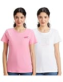 Symbol Women Cotton Stretch Regular Fit Round Neck Half Sleeve TShirt Available in Plus Sizes