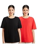 Symbol Women Cotton Stretch Oversized Fit Round Neck Half Sleeve TShirt Available in Plus Sizes