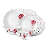 Larah by Borosil Belle Fluted Series Opalware Dinner Set 19 Pcs 1044