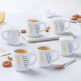 Larah by BOROSIL Niva Opalware Mug Set of 6 TeaCoffee Mugs 240 ml Each Microwave Dishwasher Safe BoneAsh Free Crockery Set Ideal for Daily Use Gifting White