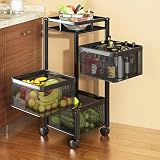 Homeor 3Layer Metal Mesh Storage Trolley for Kitchen for 1185