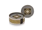 Attro Coaster 6Pcs Round Wooden Coaster Set for Room Décor Office Tea Coffe and Drink 6pcs Spiral Black