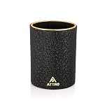 Attro Pen Stand Wooden Designer Round Pen Holder Multipurpose Wooden Desk Organizer Perfect for Study Table Office Desk Black