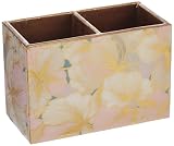 Attro Petal Gold Designer Wooden 2 Compartments Cutlery Holder Organizer Stand Multipurpose Stand Spoon Holder Handcrafted Wooden Décor