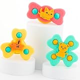 Storio Baby Products Bath Toys Suction Cup Spinner Toy Set of 3 for Baby Boys Girls Pop up Waterproof Suction Cup Spinning Top Rotating Montessori Learning Toy