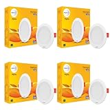 Wipro 6W Alpha Downlight for Junction Box Neutral White 4000K 3 inch Cutout 22mm Height Surge Protection Upto 350 VA High Voltage Protection Upto 4KV Pack of 4