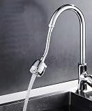 GLUN 360 Rotation Tap Shower with 2 Mode Metal Hose Kitchen Faucet Extender Spouts Shower for Water Purifier Nozzle Purifier Bubbler and Water Saving Filter Pack of 1
