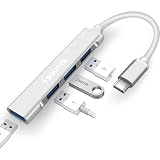 Sounce 4 in 1 Portable USB C Hub TypeC to 4 USBA Ports with Aluminum Shell USB Port Hub 30 Compatible for PC Tablet and Smartphone White