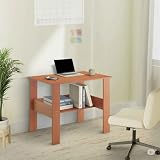 Solimo Engineered Wood Computer Desk with One Tier Shelves Laptop Study Table for Office Home Workstation Writing Modern Desk Brown