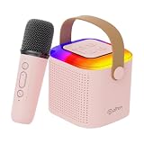 pTron Newly Launched Fusion Tunes 10W Mini Bluetooth Speaker Wireless Karaoke Mic 8Hrs Playtime Vivid RGB Lights Voice Effects MultiPlay Modes BT51TF Card TypeC Charging Light Pink