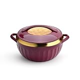 Asian Plastowares Dignity Casserole 1600ml Premium Insulated Hotpot with Inner Steel Lid Elegant Diwali Gift Set Kitchen Storage Dinnerware Combo Maroon