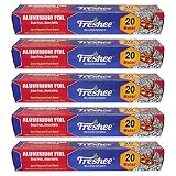 Freshee 20m Aluminium Silver Kitchen Foil Roll Paper Pack of 511 Micron ThickFood wrapDisposable Food ParcelFresh Food