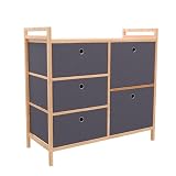 Lifelong Multipurpose Storage 5Drawer Table Closet Kitchen and Bedroom Drawer Organizer Large Fabric Drawers Shelves with Wooden Frame Ideal for Clothes Home Office Organization
