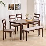 Home 6Seater Engineered Wood Dining Table Set with Chairs and Bench for 9265