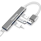 Sounce 4Port USB 30 Hub for PC HighSpeed Aluminum USB Hub Compatible with PC MacBook Mac Pro Mac mini iMac Surface Pro and XPS 4Port High Speed USB Hub with Aluminium Shell