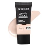 Swiss Beauty Matte Maxx Cover Foundation 24 Hour Stay With Hyaluronic Acid Vitamin E OilControl Formula Shade 01 Fair Warm 30g Full coverage