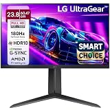 LG 24GS65F Smartchoice 6047cm 238Inch Ultragear FHD 1920×1080 IPS Gaming Monitor 180Hz 1ms NVIDIA GSYNC Compatible AMD FreeSync DP HDMI TiltHeightPivot Adjustable AntiGlare Black