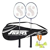 Silvers Jointless Aluminium Alloy Composite Storm Badminton Kit 2 Racquets with Full Cover 1 Box Nylon Shuttlecock Pack of 3BlueSilver
