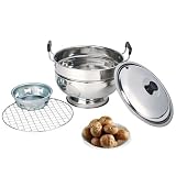 Kuber Industries Stainless Steel Bati Cooker Gas Tandoor for Home Kitchen Pizza MakerChicken Paneer Tikka Barbeque Griller NonInduction Oven Litti Maker on Gas Silver
