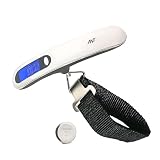 ANT Digital Luggage Scale 50kg Portable HighPrecision Travel Weight Scale with Backlit LCD Strap Hook Tare Unit Switch Ideal for Flights Suitcases Parcels White