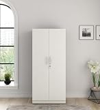 Spacewood Optima Wardrobe 3 Year Warranty Almirah Cupboard Almari 2 Door Wardrobe 1 Hanging SpaceEngineered Wood Kingston White