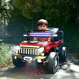 Cockatoo KXThar RideOn Electric Car for Kids Electric Jeep for Kids to Drive 2 Years 12 with 12V Dual Motor 6V Double Battery Remote Control LED Headlights Bluetooth Music Lights Big Wheels Red