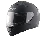 Vega VF 10 Turbo Solid Full Face Riding Helmet with Matte Shell ShockAbsorbing Liner Lightweight Build Aerodynamic Fit Ventilated Interior Comfortable Fit and Modern Dull Black Styling Dull Black M