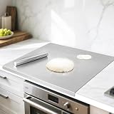 Stainless Steel Chopping Board with Lip for Kitchen Heavy Duty Cutting Board for Vegetables Meat Fish Fruits NonSlip RustProof Round Edges Includes Rolling Pin