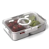 Lifelong 2Compartment Fridge Storage Box with Lid Handle Airtight BPAFree Plastic Container for Fruits Vegetables Multipurpose Organizer Tray for Kitchen Refrigerator Pantry Meal Prep