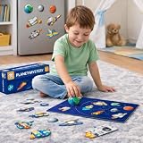 Storio Magnetic Solar System Puzzle Box Montessori Space Theme Educational Toy for Kids 2 3 4 Years Learn Planets with 41 Magnets Fun STEM Learning Activity Game for Boys Girls