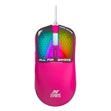 Ant Esports Virtus100 Wired RGB Gaming Mouse Light Weight 6D Durable Buttons High Performance Up to 12800 DPI 1000Hz Polling Rate AI Sensor 20M Click Software Support Esports Mouse_ Pink