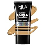 Mila Beauté Perfect Cover Foundation with Hyaluronic Acid SPF 20 High Coverage Flawless Matte Finish Super Hydrating Lightweight Formula Suitable for All Skin Types 7 Sand