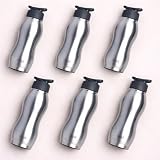 Clazkit Platina 750ml Sporty Stainless Steel Water Bottle Set of 6 588